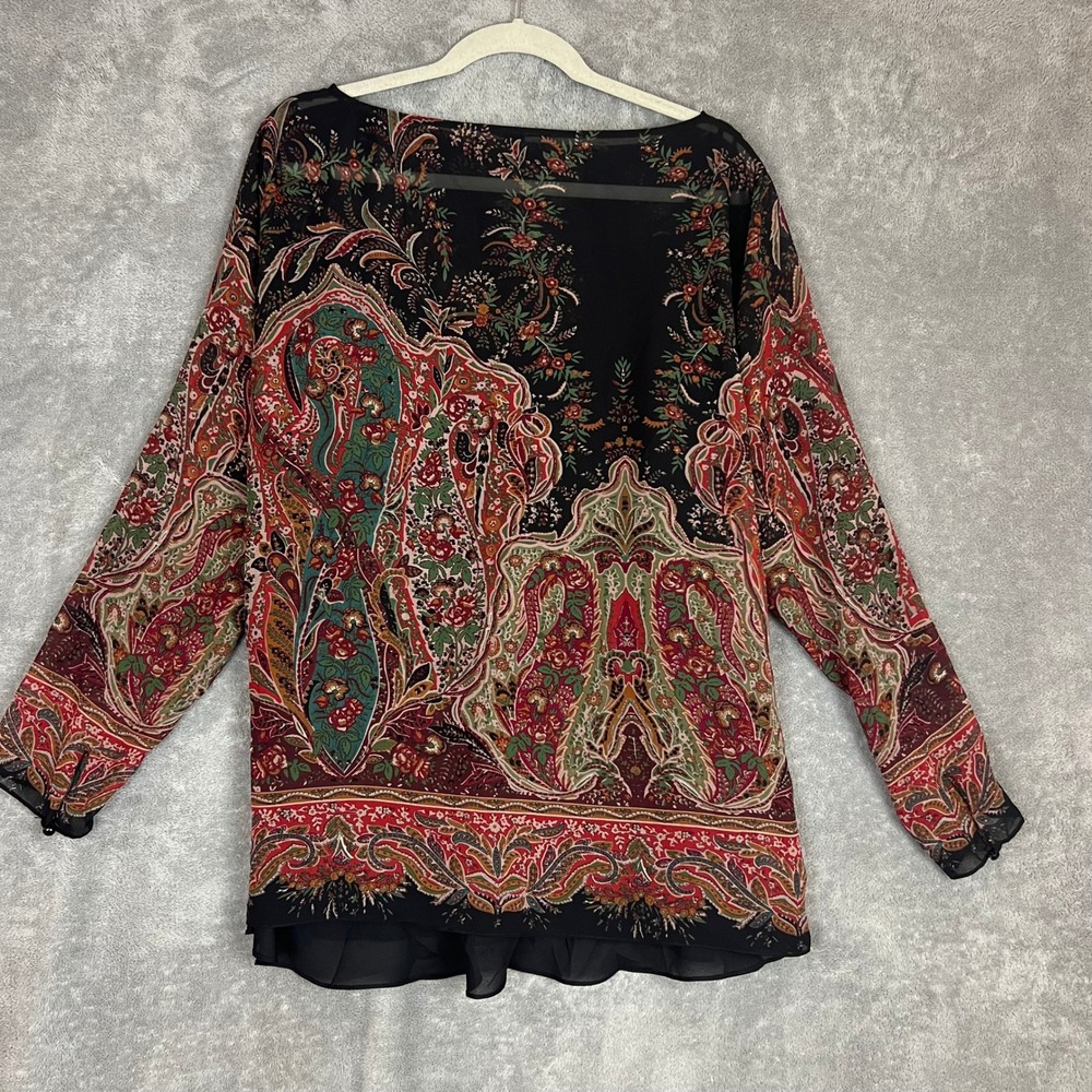 NWT Lauren Ralph Lauren Blouse Womens 1X Boat Neck Paisley Long Sleeve - Picture 8 of 9